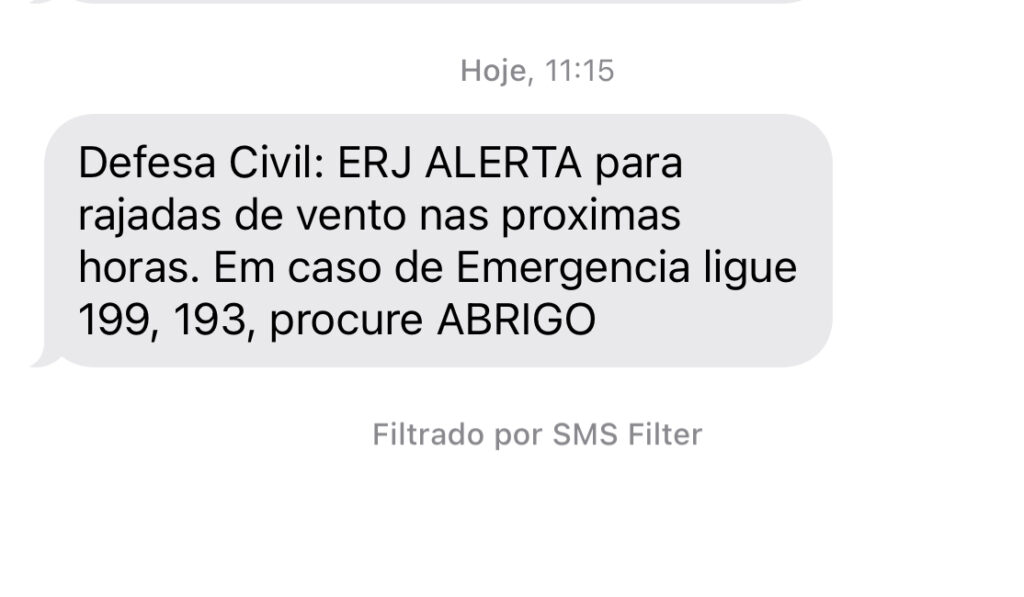 Defesa Civil emite alerta de vendaval em Volta Redonda